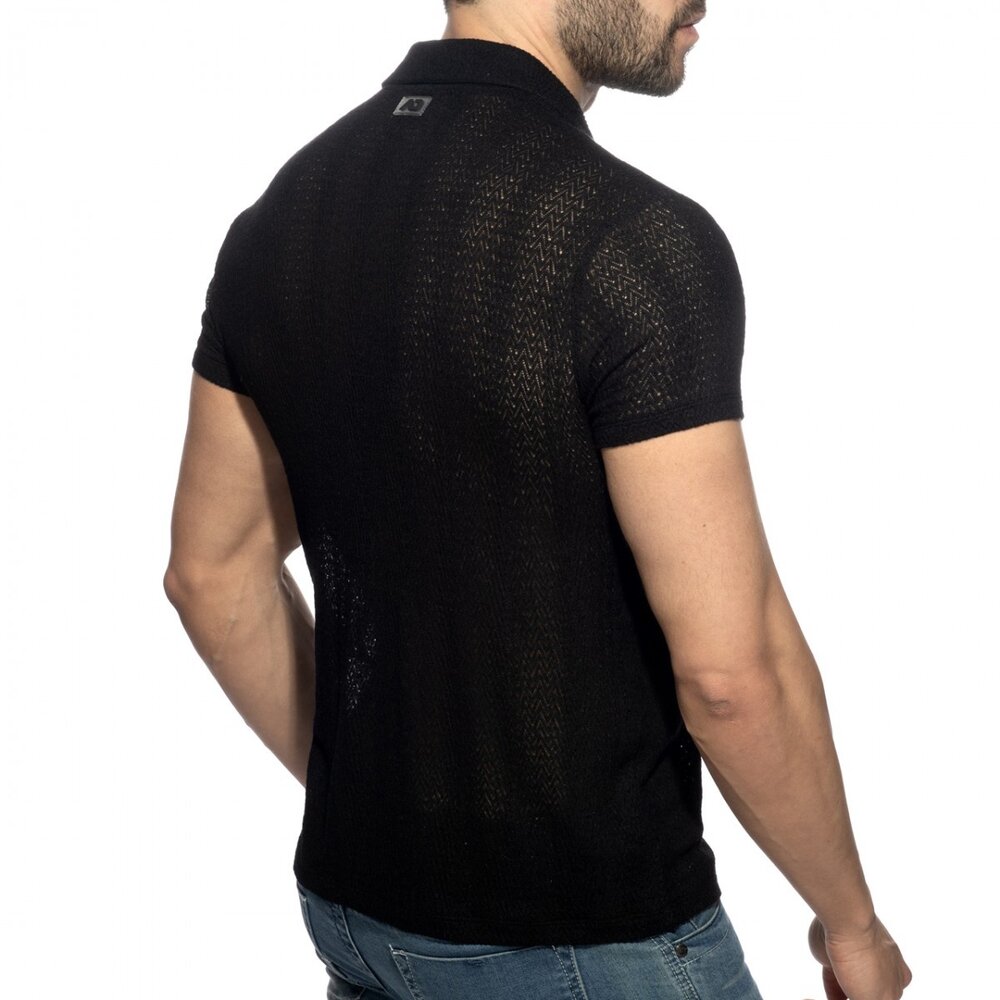Chevron Polo Shirt Zwart ADF1435 Chevron Polo Shirt Zwart ADF1435
