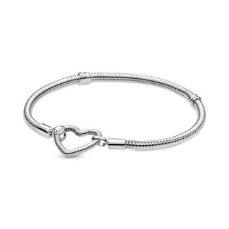 Pandora Snake chain sterling silver bracelet with heart clasp 599539C00