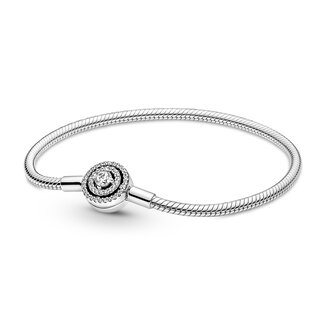 Pandora Snake chain sterling silver bracelet with clear cubic zirconia 590038C01