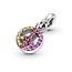 Pandora Peace sign sterling silver dangle with cerise, royal purple and blazing yellow crystal, honey and red cubic zirconia 799424C01