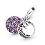 Pandora Feather sterling silver dangle with fancy fairy tale pink cubic zirconia, royal purple and phlox pink crystal 799561C01