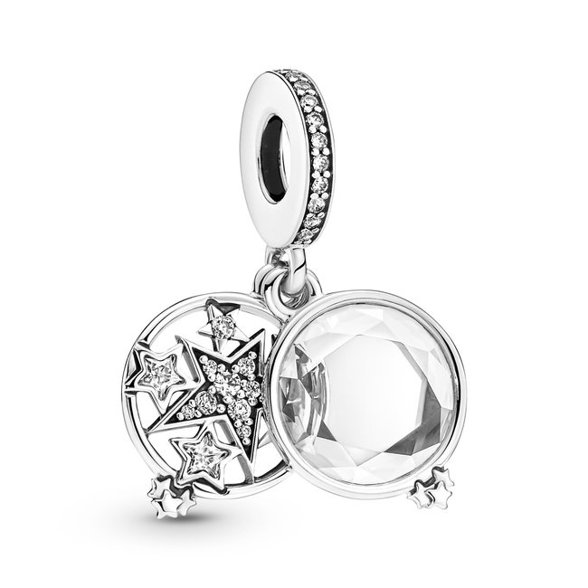 Pandora Star sterling silver double dangle with clear cubic zirconia 799640C01