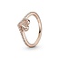 Pandora Heart and wishbone 14k rose gold-plated ring with clear cubic zirconia 189302C01