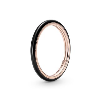 Pandora 14k Rose gold-plated ring with black enamel 189655C01