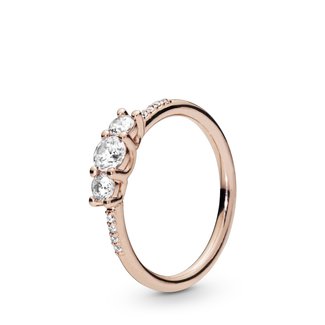 Pandora 14k Rose gold-plated ring with clear cubic zirconia 186242CZ