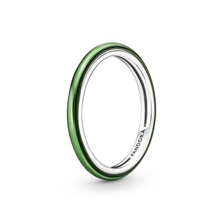 Pandora Sterling silver ring with transparent green enamel 199655C03