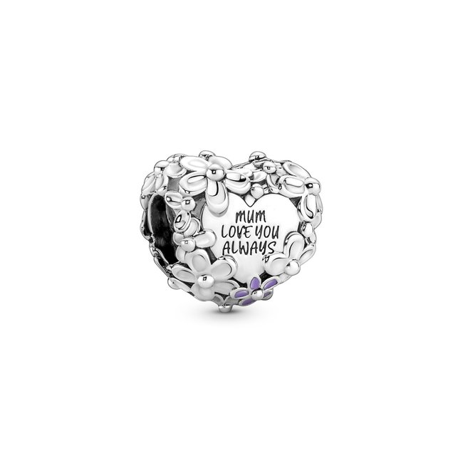 Pandora Heart sterling silver charm with pink and violet enamel 791155C01