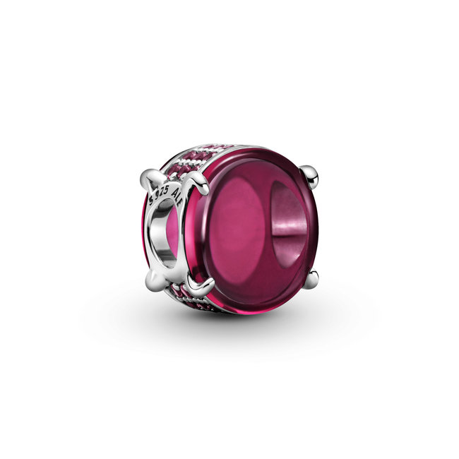 Pandora Sterling silver charm with fuchsia rose crystal and red cubic zirconia 799309C01