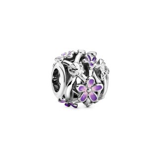 Pandora Daisy sterling silver charm with purple and shaded pink enamel
