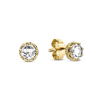 Pandora Crown 14k gold-plated stud earrings with clear cubic zirconia