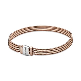 Pandora Multi snake chain 14k rose gold-plated and sterling silver bracelet Lengte : 15 cm