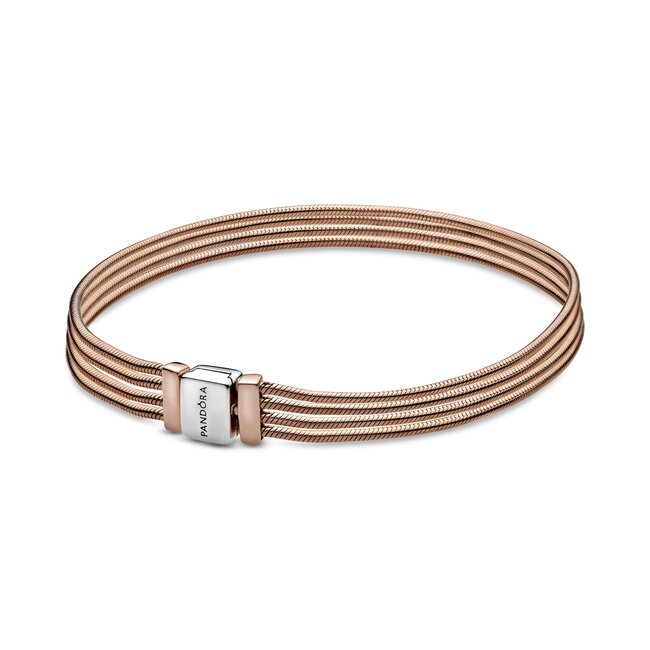 Pandora Multi snake chain 14k rose gold-plated and sterling silver bracelet Lengte : 15 cm