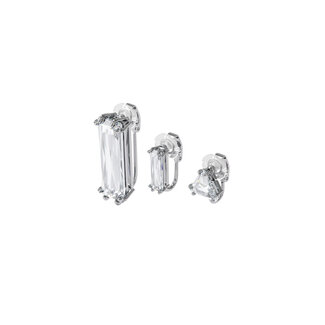 Swarovski Mesmera clip earring, Single, Set, Baguette cut crystal, White, Rhodium plated