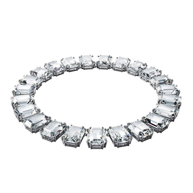 Swarovski Millenia necklace, Octagon cut crystals, White, Rhodium plated