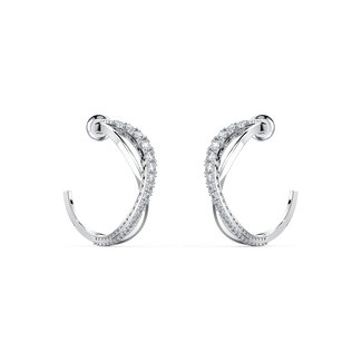 Swarovski Twist hoop earrings, White, Rhodium plated