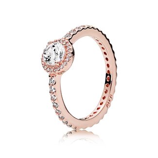 Pandora Round 14k rose gold-plated ring with clear cubic zirconia 188861C01