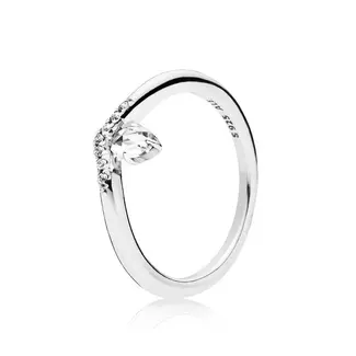 Pandora Wishbone silver ring with clear cubic zirconia 197790CZ