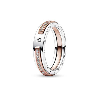 Pandora Pandora Signature Two-tone Logo & Pave Ring 54