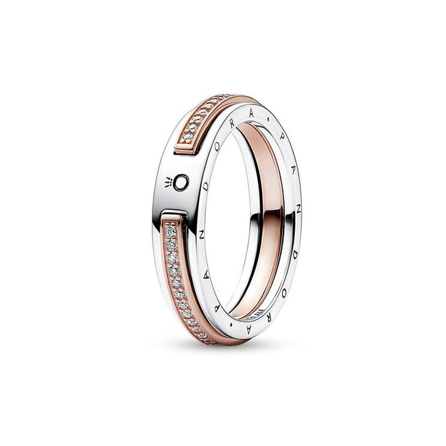 Pandora Pandora Signature Two-tone Logo & Pave Ring 54