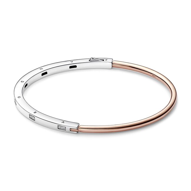 Pandora Pandora Signature Two-tone I-D Pave Bangle