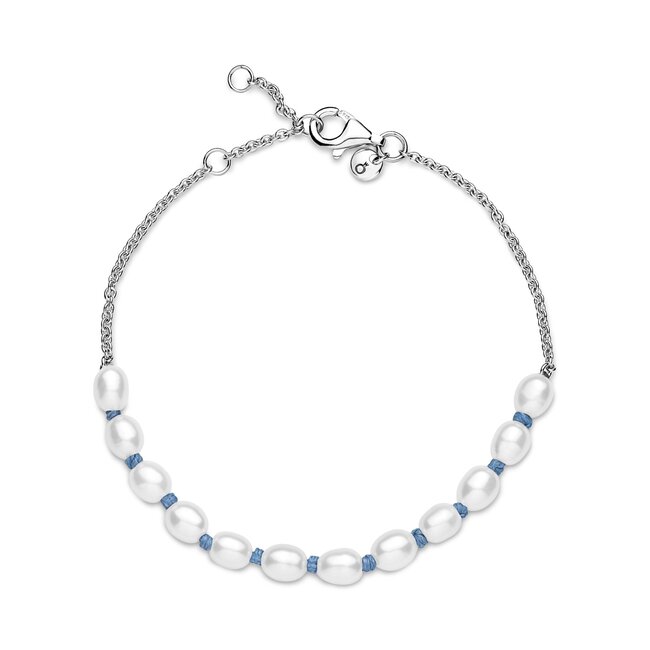 Pandora Treated Freshwater Cultured Pearl Blue Cord Chain Bracelet 18 cm