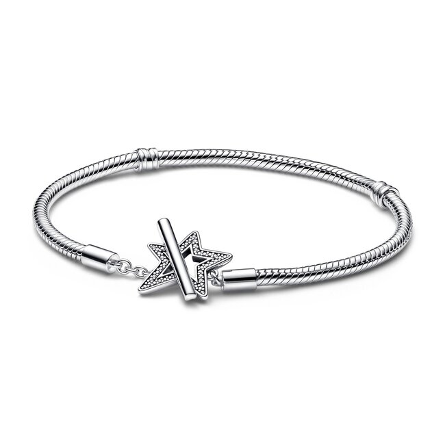 Pandora Moments Asymmetric Star T-bar Snake Chain Bracelet 592357C01