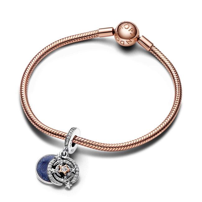 Pandora Sterling silver and 14k rose gold-plated unique metal blend Enamel Cubic Zirconia Blue 782975C01