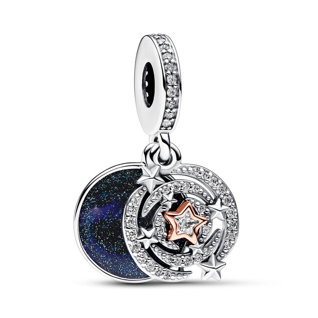 Pandora Sterling silver and 14k rose gold-plated unique metal blend Enamel Cubic Zirconia Blue 782975C01