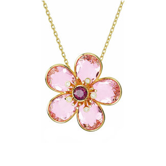 Swarovski Florere pendant, Flower, Small, Pink, Gold-tone plated