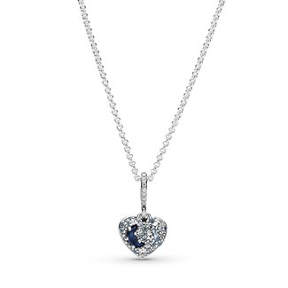 Pandora Heart sterling silver necklace with skylight blue, icy blue crystal and clear cubic zirconia Lengte : 50 cm