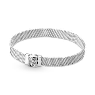 Pandora Pandora Reflexions mesh sterling silver bracelet with clear cubic zirconia Lengte : 19 cm