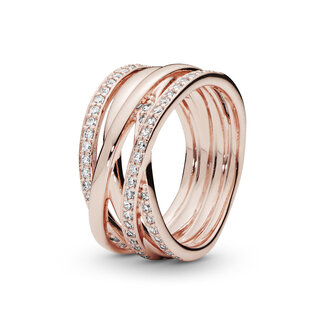 Pandora 14k Rose gold-plated ring with clear cubic zirconia 180919CZ