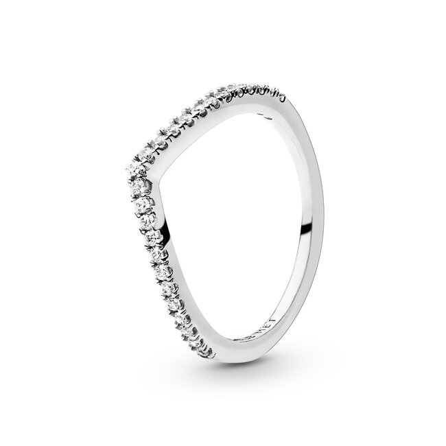 Pandora Wishbone silver ring with clear cubic zirconia 196316CZ