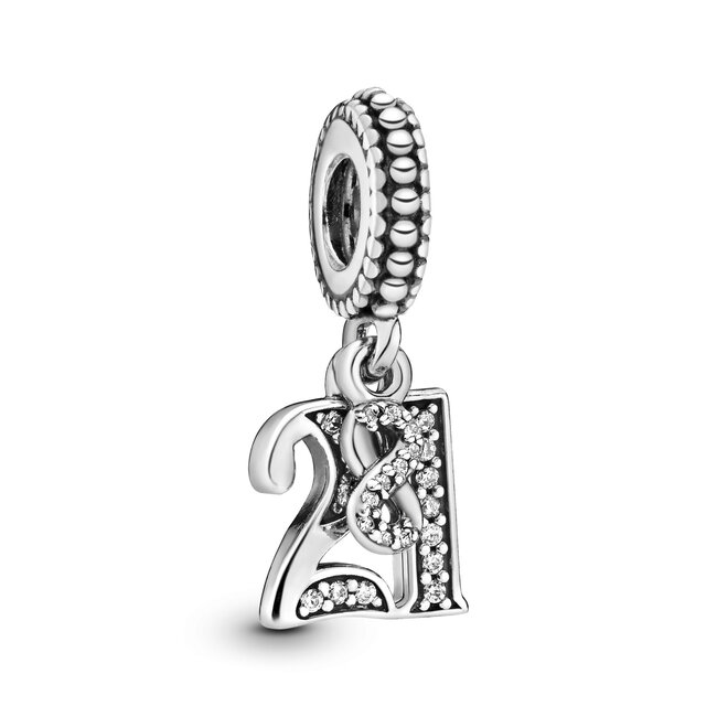 Pandora 21 silver dangle with clear cubic zirconia