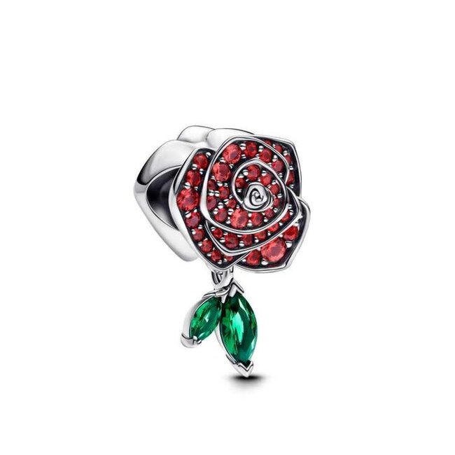 Pandora Rosee sterling silver charm with salsa red
