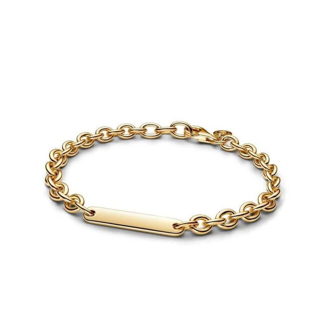 Pandora 14k gold-plated link bracelet with engraved