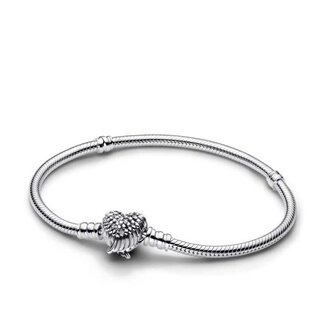 Pandora Snake chain sterling silver bracelet with heart