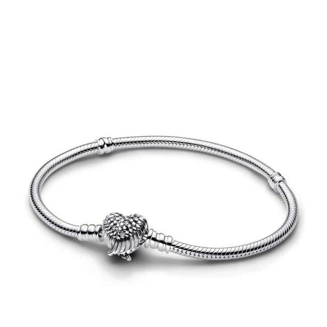 Pandora Snake chain sterling silver bracelet with heart