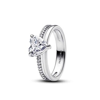 Pandora Heart sterling silver ring with clear cubic zirconia