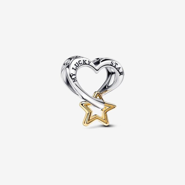 Pandora Heart and star sterling silver and 14k gold-plated charm
