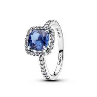 Pandora Sterling silver ring with cornflower blue crystal and clear zirconia