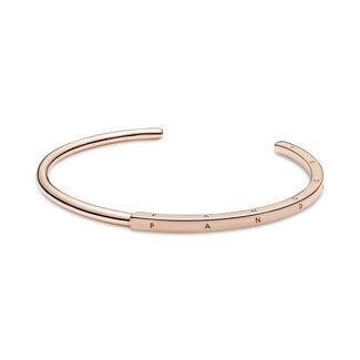 Pandora Pandora logo 14k rose gold-plated open bangle 589493C00 -3