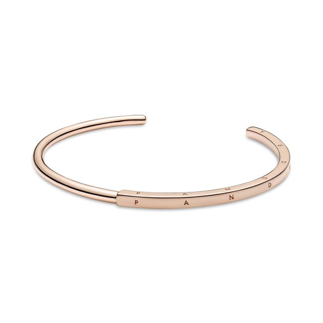 Pandora Pandora logo 14k rose gold-plated open bangle 589493C00 -3