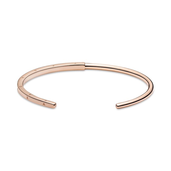 Pandora Pandora logo 14k rose gold-plated open bangle 589493C00 -3