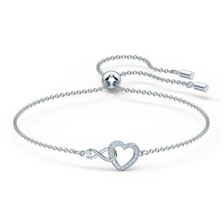 Swarovski Swarovski Infinity bracelet, Infinity and heart, White, Rhodium plated