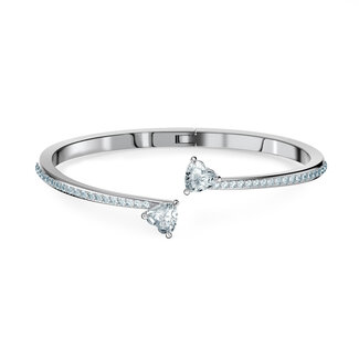 Swarovski Attract Soul bangle, Heart, White, Rhodium plated