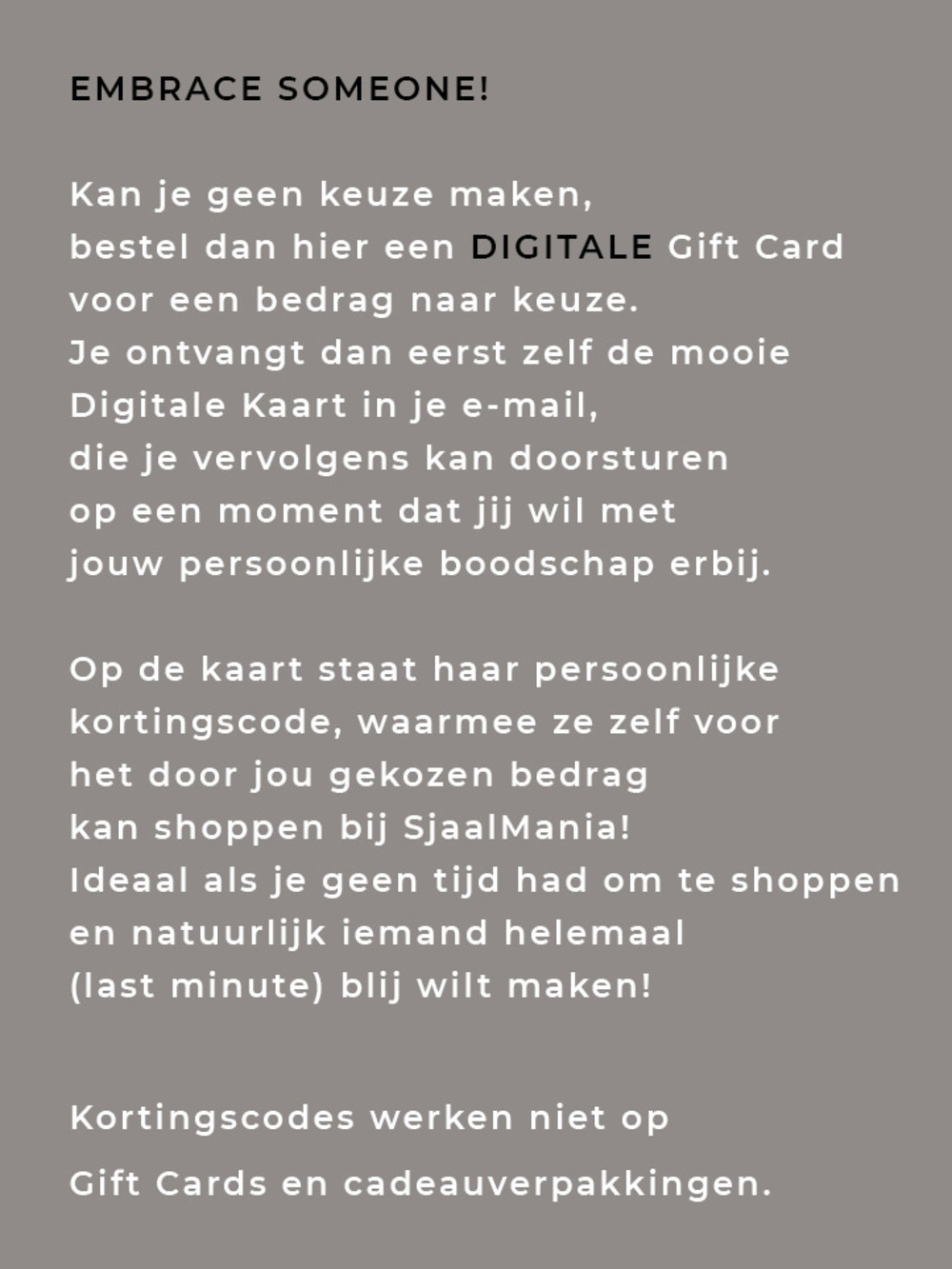 C.O.S.Y by SjaalMania Digital Gift Card  € 100