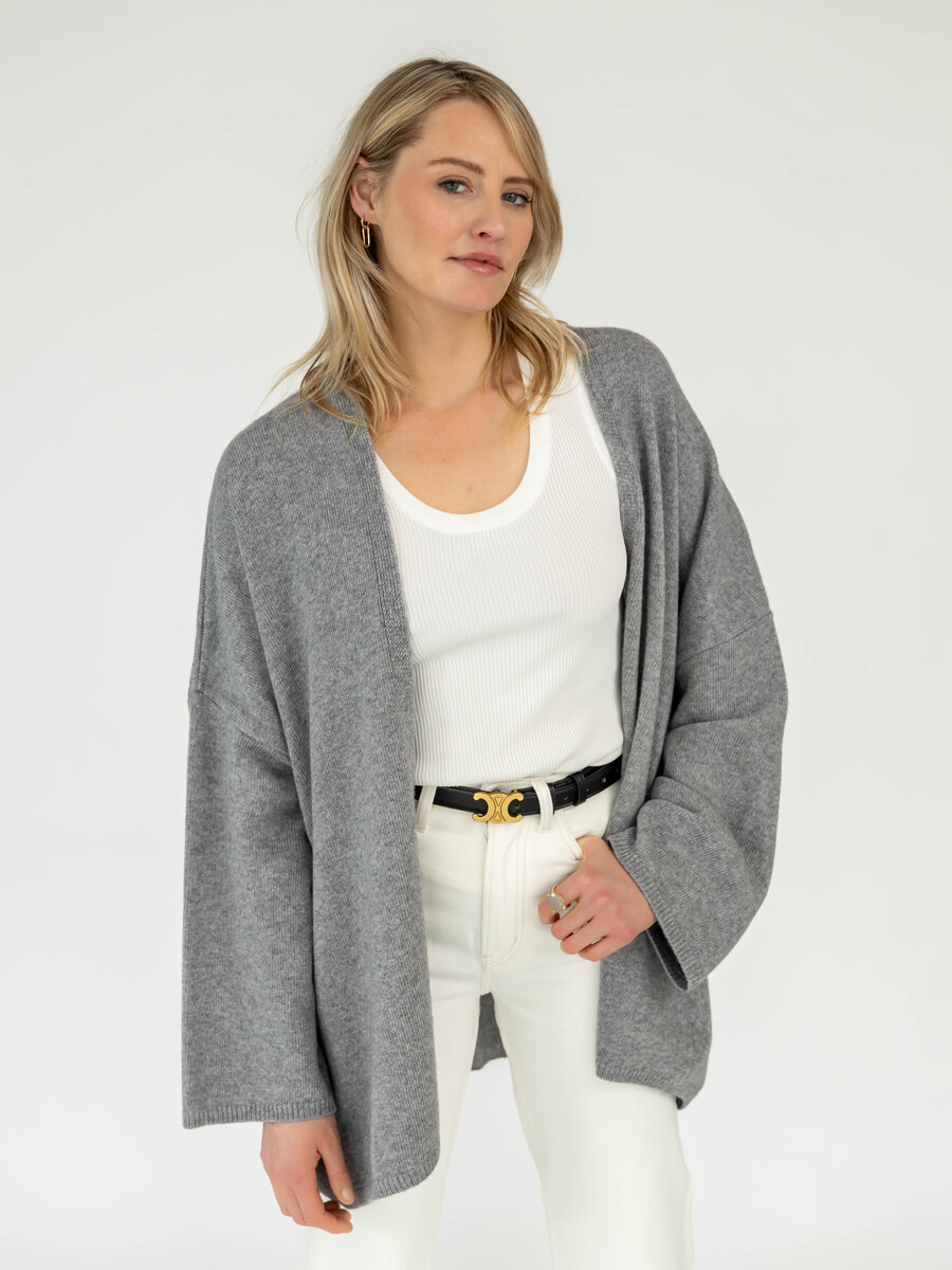 Cosy Cardigan Long Sleeve Mid Grey Melee