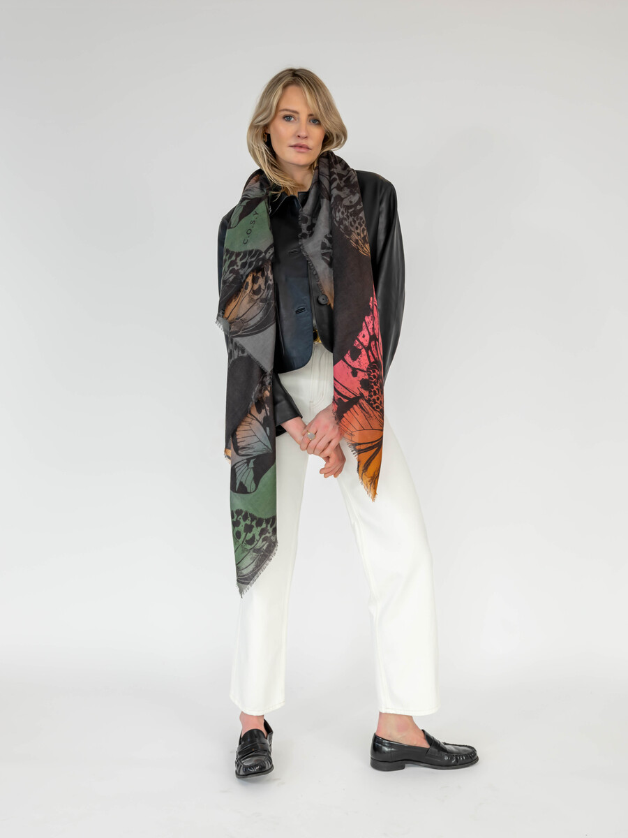 C.O.S.Y by SjaalMania Sjaal 100% Cashmere Butterfly Multi Colour