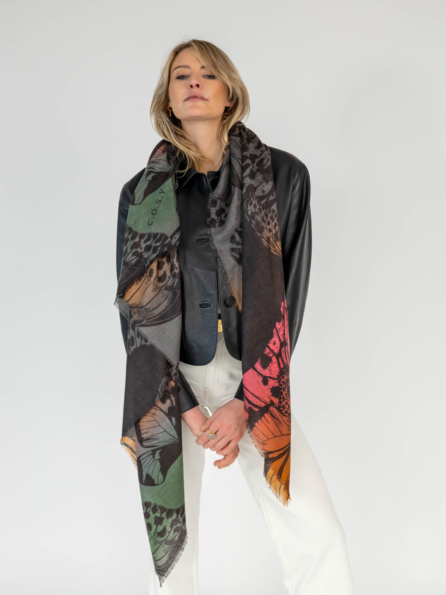 C.O.S.Y by SjaalMania Sjaal 100% Cashmere Butterfly Multi Colour